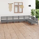 vidaXL Salon de jardin 7 Pièces Bois de pin massif Gris