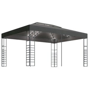vidaXL Tonnelle avec guirlande lumineuse à LED 3x4 m Anthracite