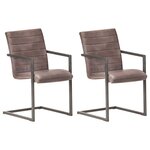 vidaXL Chaises à manger cantilever lot de 2 marron cuir véritable