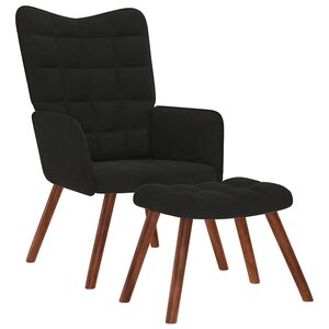 vidaXL Fauteuil relax avec tabouret en velours noir