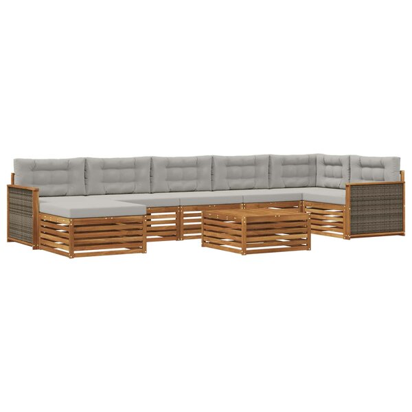 vidaXL Ensemble de canapés d'extérieur 8 pc Naturel et gris clair