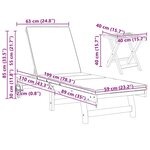 Chaise longue à roulettes vidaXL 2 pièces avec table et coussin en acacia