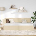 vidaXL Cadre de lit d'angle avec tête de lit Crème 80 x 200 cm tissu