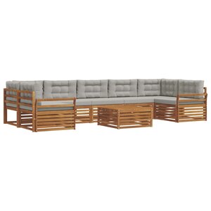 vidaXL Ensemble de canapés d'extérieur 8 pc Gris Naturel et Clair