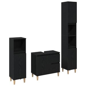 vidaXL Ensemble de mobilier de salle de bain avec tiroir 3 Pièces Noir