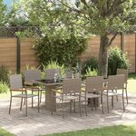 vidaXL Ensemble de salle à manger pour jardin 9 Pièces Gris