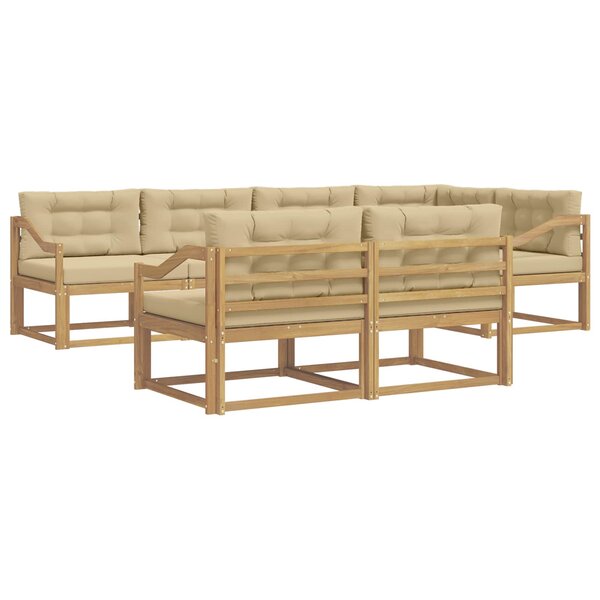 vidaXL Ensemble de canapés d'extérieur 6 pc Blanc et Beige Polyester