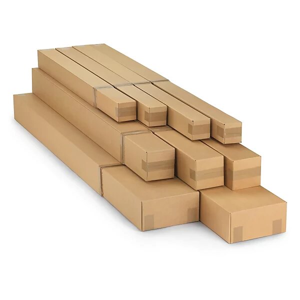 Caisse carton longue télescopique simple cannelure 100/160x10x10 cm (lot de 15)