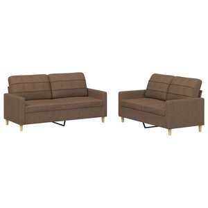 vidaXL Ensemble de canapés 2 Pièces avec coussins Marron Tissu