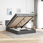 vidaXL Lit ottoman avec matelas et LED gris foncé 140x190 cm tissu