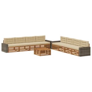 vidaXL Ensemble de canapés d'extérieur 9 Pièces Naturel et Beige