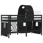 vidaXL Lit mezzanine enfants et tunnel blanc/noir 90x190 cm pin massif