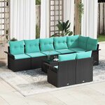 vidaXL Ensemble de canapé de jardin avec coussin 9 Pièces Noir Poly rotin