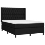 vidaXL Sommier à lattes de lit avec matelas Noir 140x200 cm Tissu