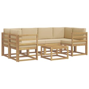 vidaXL Ensemble de canapés d'extérieur 7 Pièces Blanc et Beige