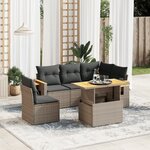 vidaXL Salon de jardin 6 Pièces avec coussins gris résine tressée