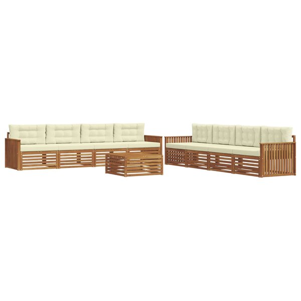 vidaXL Ensemble de canapés d'extérieur 9 Pièces Naturel et Crème