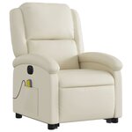 vidaXL Fauteuil inclinable de massage électrique crème similicuir