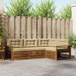 vidaXL Ensemble de canapés d'extérieur 4 Pièces Naturel et Beige