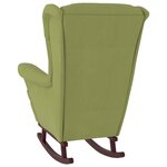 vidaXL Fauteuil à bascule et pieds en bois d'hévéa Vert clair Velours