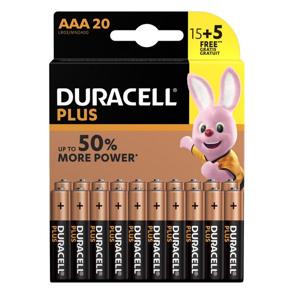 Pile alcaline AAA / LR3 Plus - Pack Promo 15 + 5 GRATUITES (blister 20 unités)