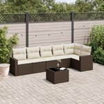 vidaXL Salon de jardin avec coussins 7 Pièces marron résine tressée