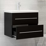 vidaXL Armoire d'évier avec lavabo intégré Noir Aggloméré