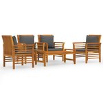 vidaXL Salon de jardin avec coussins 5 Pièces Bois d'acacia solide