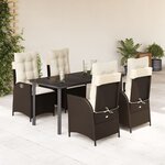 vidaXL Ensemble à manger de jardin 5 Pièces et coussins marron poly rotin