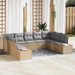 vidaXL Ensemble de canapé de jardin 9 Pièces Beige Poly rotin