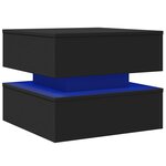 vidaXL Table basse avec lumières LED noir 50x50x40 cm