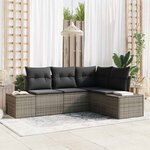 vidaXL Ensemble de canapé de jardin avec coussin 4 Pièces Gris