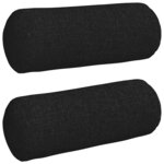 vidaXL Coussins d'accent 2 Pièces Noir Ø 15 x 40 cm tissu