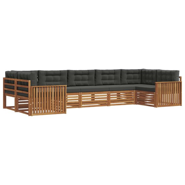 vidaXL Ensemble de canapés d'extérieur 7 Pièces Naturel et Anthracite