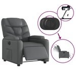 vidaXL Fauteuil inclinable électrique Gris Similicuir