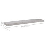 vidaXL Étagères murales flottantes 4 Pièces Gris béton 90x23 5x3 8cm MDF