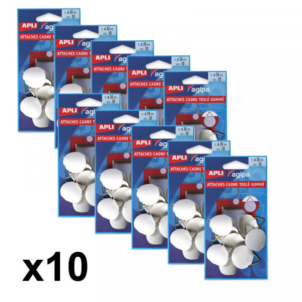 Lot de 10 sachets d'attaches cadre toile gomme - apli