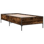 vidaXL Cadre de lit chêne fumé 90x200 cm bois d'ingénierie et métal