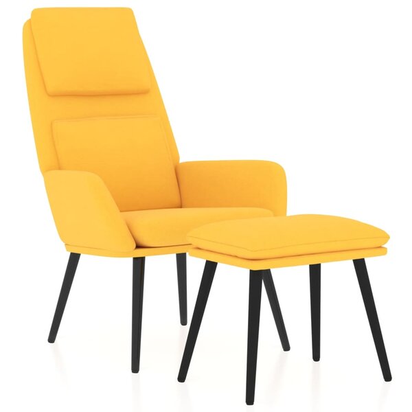 vidaXL Chaise de détente et repose-pied Jaune moutarde Tissu