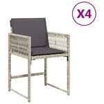 vidaXL Chaises de jardin avec coussins lot de 4 gris clair poly rotin