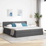 vidaXL Lit avec rangement et matelas Gris foncé 200 x 200 cm