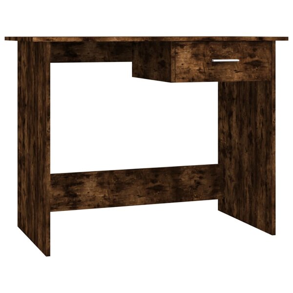 Bureau table poste de travail meuble d'ordinateur informatique étude chêne fumé 100 x 50 x 76 cm bois d'ingénierie brun 02_0023564