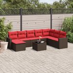 vidaXL Salon de jardin avec coussins 9 Pièces marron résine tressée