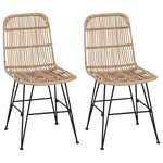 vidaXL Chaise de salle à manger 2 pc Rattan et Acier Naturel