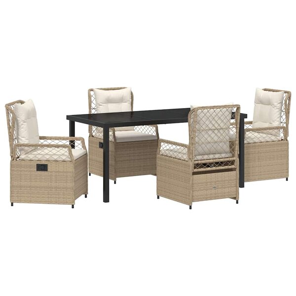 vidaXL Ensemble de salle à manger pour jardin 5 Pièces Beige polyrotin