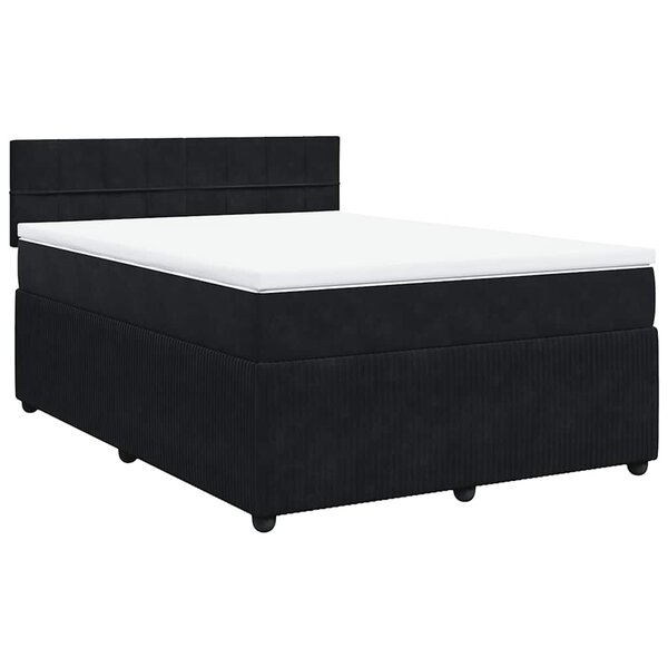 vidaXL Sommier à lattes de lit avec matelas Noir 140x200 cm Velours
