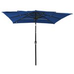 vidaXL Parasol à 3 niveaux avec mât en aluminium Bleu azuré 2 5x2 5 m