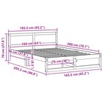 vidaXL Cadre de lit Blanc Bois de pin massif 160 x 200 cm Durable