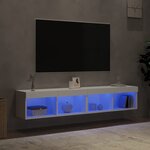vidaXL Meubles TV avec lumières LED 2 Pièces blanc 80x30x30 cm