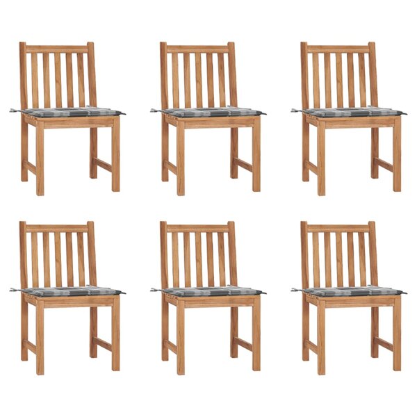 vidaXL Chaises de jardin lot de 6 avec coussins Bois de teck massif